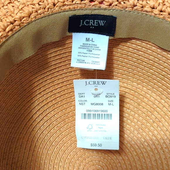 NWT🌟🌹🐝 J. CREW handwoven straw sunhat 🏖️🍸beach/vacay must-have! - Picture 4 of 5